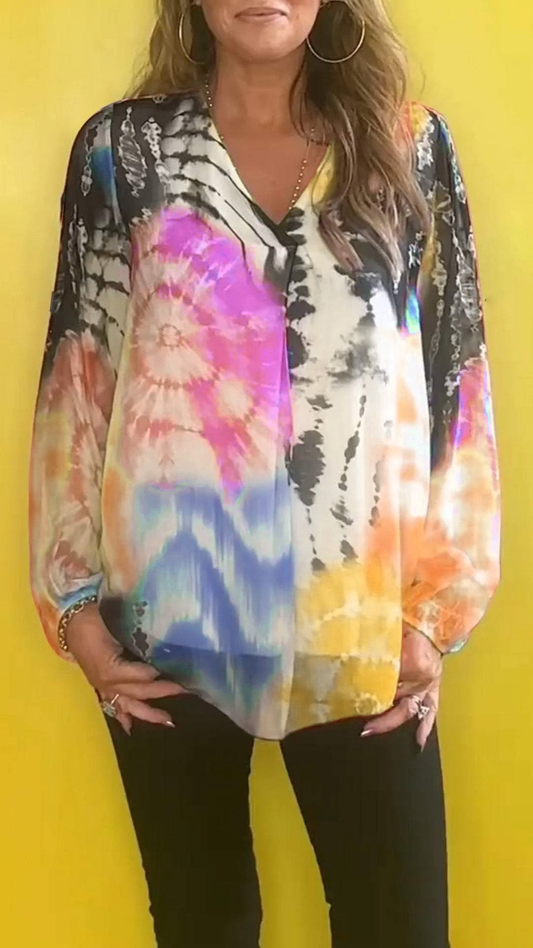 Isabelle - Haut décontracté tie-dye col V