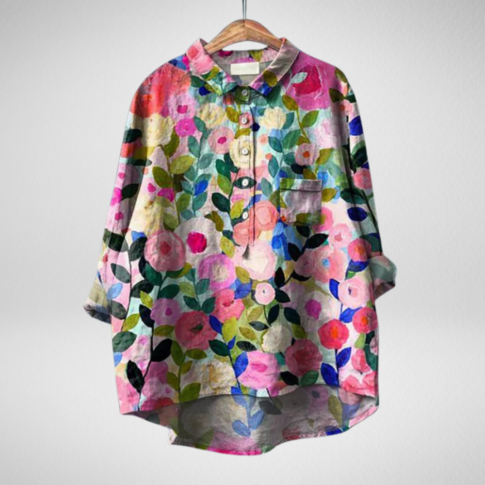 Gaïa | Chemise en lin de qualité supérieure imprimée Flower Garden